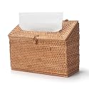 Nestory Rattan Hand Towel Box Cover, Compatible with Kleenex Disposable Hand Towels, Wicker Paper Towel Holder for Bathroom Countertop, Powder Room, Guest Bathroom Decor, Natural
