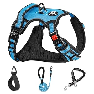 nestroad no pull dog harnessadjustable oxford dog vest harness with leashreflective no-choke pet harness with easy control soft handle for large dogslargeblue