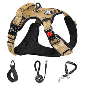 nestroad no pull dog harnessadjustable oxford dog vest harness with leashreflective no-choke pet harness with easy control soft handle for large dogslargelight brown