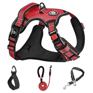 nestroad no pull dog harnessadjustable oxford dog vest harness with leashreflective and easy control soft handleeasy walk for small dogsx-largered