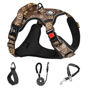 nestroad no pull dog harnessadjustable oxford dog vest harness with leashreflective no-choke pet harness with easy control soft handle for large dogsx-largedark brown