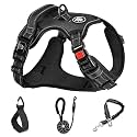 NESTROAD No Pull Dog Harness,Adjustable Oxford Dog Vest Harness with Leash,Reflective No-Choke Pet Harness with Easy Control Soft Handle for Large Dogs(X-Large,Black)