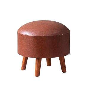 nestroots leatherite wooden ottoman stools for living room  printed poufes for sitting footrest with 4 wooden legs  14 inch height grey  stylish amp comfortable furniture for home dcor