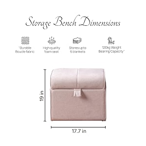 nestroots depot collection beige storage ottoman  192x169x192 inches polyester upholstered ottoman for living room bedroom amp entryway  stores up to 3 blankets