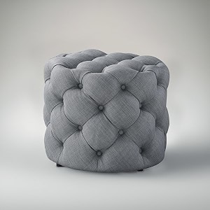 nestroots velvet pouffe ottoman for living room  grey tufted puffy stool for sitting  quilted round footrest chair  lounge seating for bedroom balcony entryway  18 inch height