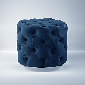 nestroots velvet pouffe ottoman for living room  navy blue tufted puffy stool for sitting  quilted round footrest chair  lounge seating for bedroom balcony entryway  18 inch height