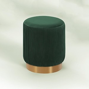 nestroots round velvet pouffe ottoman for living room  black pleated design with golden metal base  lounge chair footrest vanity stool for bedroom amp home dcor  18 inch height