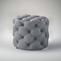 nestroots Velvet Pouffe Ottoman for Living Room | Grey Tufted Puffy Stool for Sitting | Quilted Round Footrest Chair | Lounge Seating for Bedroom, Balcony, Entryway | 18 Inch Height