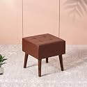 nestroots Wooden Bench Footrest Sitting Stool for Living Room | 16 inches in Height | Chocolate Brown Ottoman for Bedroom
