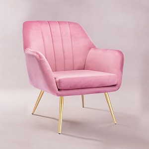 nestroots velvet lounge chair for living room  accent chair for bedroom  1 seater sofa chair for work from home with metallic golden legs  pink 16334 inches height