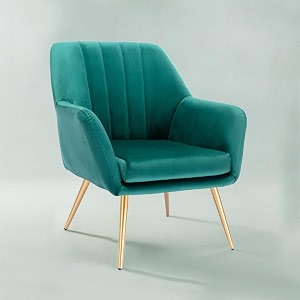 nestroots velvet lounge chair for living room  accent chair for bedroom  1 seater sofa chair for work from home with metallic golden legs  green 16334 inches height