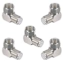 F Type Female to Male Adapter RG 6 Coaxial Cable Right Angle Connector 90 Degree for TV Cable, Tight Corner, Wall Plate Mounted, Flat Panel TV Mounting, Setup Box (5)