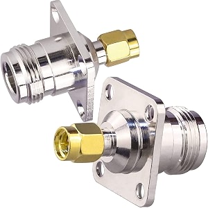 n female to sma male four hole flange panel mount coaxial adapter solder chassis mount coax jointer 5