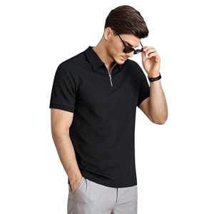 NETCLICK Polyester V-Neck with Zip Closure Polo