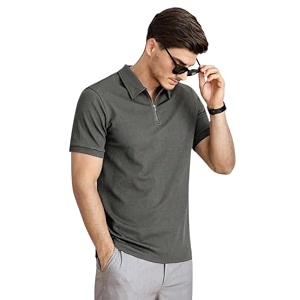 NETCLICK Polyester V-Neck with Zip Closure Polo