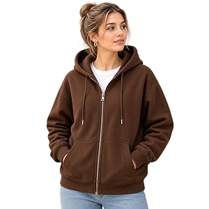 NETCLICK Womens Cotton Fleece Full-Zip Hooded Sweatshirt