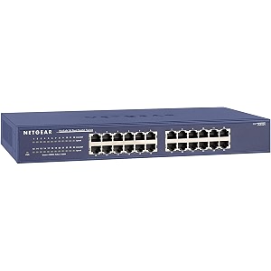 netgear jgs524na 24-port gigabit ethernet rackmount network switch  lifetime next business day replacement  sturdy metal  desktop  plug-and-play  unmanaged