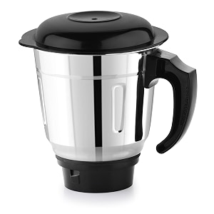 netro dry jar 1l  120g black metal base  stainless steel dry grinding jar with handle  universal 4-teeth coupler 2-slot design  compatible with bajaj preethi