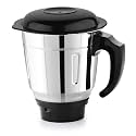 Netro Dry Jar 1L | 120g Black Metal Base | Stainless Steel Dry Grinding Jar with Handle | Universal 4-Teeth Coupler, 2-Slot Design | Compatible with Bajaj, Preethi,