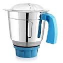 Netro Dry Jar 1L | 90g Blue Metal Base | Stainless Steel Dry Grinding Jar with Handle | Universal 4-Teeth Coupler, 2-Slot Design | Compatible with All Indian Mixer Grinders