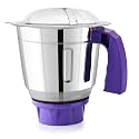 Netro Dry Jar 1L | 90g Purple Metal Base | Stainless Steel Dry Grinding Jar with Handle | Universal 4-Teeth Coupler, 2-Slot Design | Compatible with All Indian Mixer Grinders