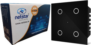 netstar 4-touch smart wifi switch black  netstar app smart life alexa google  6 a four way electrical switch pack of 1 number of switches - 4