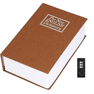 alloy steel book safe with combination lock dictionary diversion book safe portable safe boxcash jewellery kids money and passportdiamond ring etc small- 18  115  55 cm brown