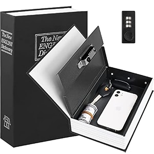 alloy steel book safe with combination lock dictionary diversion book safe portable safe box great for storing cash jewellery kids money and diamond ring etc small- 1811555 cm black