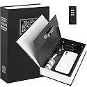 Alloy Steel Book Safe with Combination Lock, Dictionary Diversion Book Safe, Portable Safe Box, Great for Storing Cash, Jewellery, Kids, Money and Diamond ring Etc (Small- 18*11.5*5.5 Cm, Black)