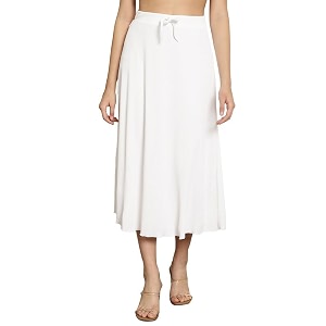NEUDIS Women Black Ribbed Flared Maxi Skirt