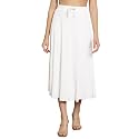 NEUDIS Women Black Ribbed Flared Maxi Skirt