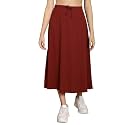 NEUDIS Women Black Ribbed Flared Maxi Skirt