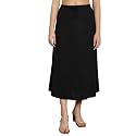 NEUDIS Women Black Ribbed Flared Maxi Skirt