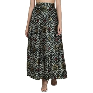 NEUDIS Women Bottle Green Printed Maxi Lehenga