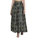 NEUDIS Women Bottle Green Printed Maxi Lehenga