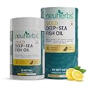 Neuherbs Gold Deep Sea 6X Omega 3 Fish Oil Capsules - 60 Softgels | EPA - 1080mg &amp; DHA - 720mg | Vitamin E &amp; D3 For Muscle, Brain &amp; Joints Support | Lemon Flavour | No Fishy Burps|