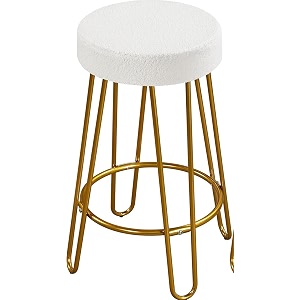 neumark decor bar counter height stools home barstools with upholstered velvet round backless seat and hairpin legs 1 pcs white