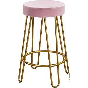 neumark decor bar counter height stools home barstools with upholstered velvet round backless seat and hairpin legs 1 pcs pink