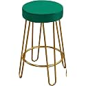 NEUMARK Decor Bar Counter Height Stools Home Barstools with Upholstered Velvet Round Backless Seat and Hairpin Legs (1 Pcs, Green)