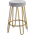 NEUMARK Decor Bar Counter Height Stools Home Barstools with Upholstered Velvet Round Backless Seat and Hairpin Legs (1 Pcs, Grey)