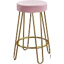 NEUMARK Decor Bar Counter Height Stools Home Barstools with Upholstered Velvet Round Backless Seat and Hairpin Legs (1 Pcs, Pink)