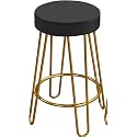 NEUMARK Decor Bar Counter Height Stools Home Barstools with Upholstered Velvet Round Backless Seat and Hairpin Legs (1 Pcs, Black)