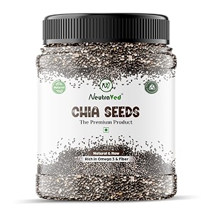 neutraved chia seeds 500g  raw amp unpolished superfood  high fibre amp plant protein  rich in omega-3  gluten-free vegan-friendly  premium edible seeds for weight management  jar pack - 500gm