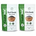 NeutraVed Combo Chia Seeds 350g and Basil (Sabja) Seeds 350g| Natural, Unpolished, Rich in Fiber &amp; Omega-3 | Raw Seed for Eating - 700g