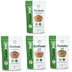 neutraved combo pumpkin  sunflower  chia  flax seeds  each 250 gm raw seeds fo eating - 1kg