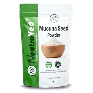 neutraved kaunch beej powder konch seed 200 grams kala koch ke beej mucuna pruriens velvet beans kapikachhu cowitch cowhage- 200 gm