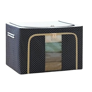 neutrino foldable steel frame clothes organizer storage box for wardrobe saree shirts and blankets 44 ltr -oxford fabric blue pack of 1