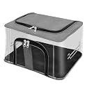 NEUTRINO Foldable Steel Frame Clothes Organizer Storage Box For Wardrobe, Saree, Shirts, And Blankets (26 Ltr -Fabric), Grey (26 liter Transfar)