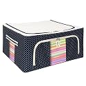 NEUTRINO Foldable Steel Frame Clothes Organizer Storage Box For Wardrobe, Saree, Shirts, And Blankets (24 Ltr -Oxford Fabric), Blue