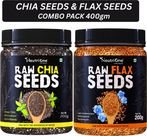 neutrione raw chia and flax seeds combo with protein and fiber for weightloss management chia seeds brown flax seeds 2 x 200 g
